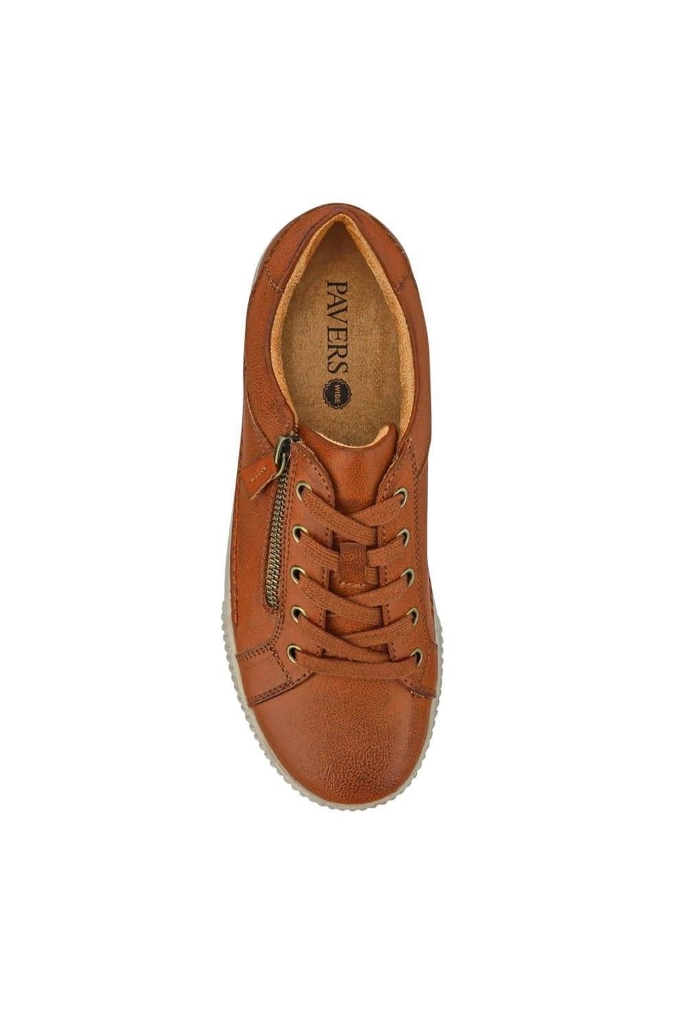 Pavers Pavers Women's Wide Fit Zip & Lace Trainers in Brown - 4