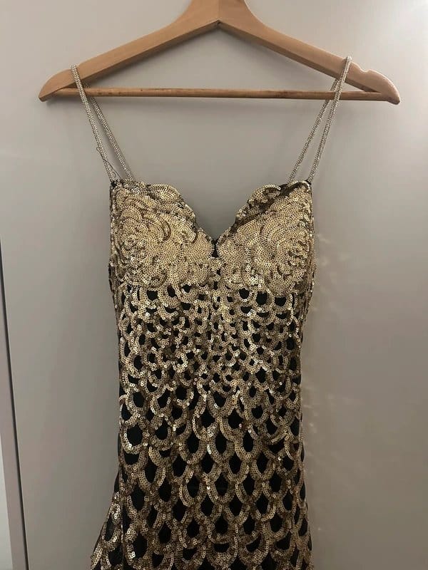 ASOS Gold Sequin Fish Scale Maxi Dress