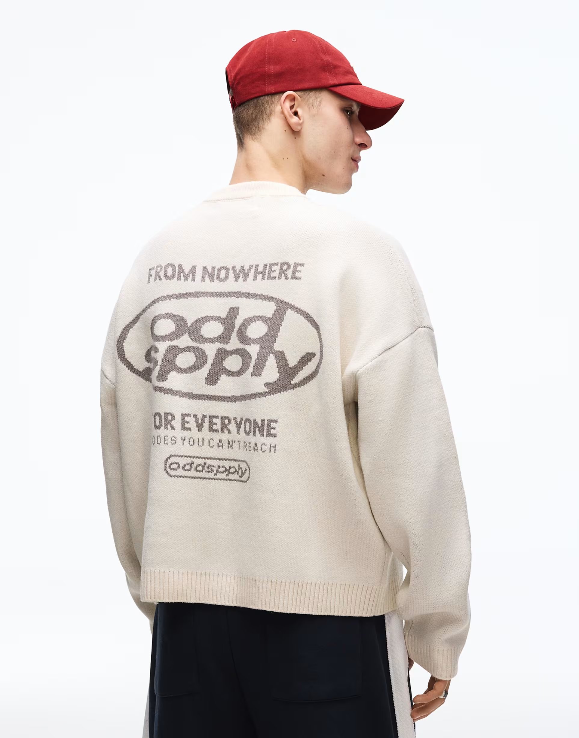 ASOS Bershka Jacquard print jumper in white - 1