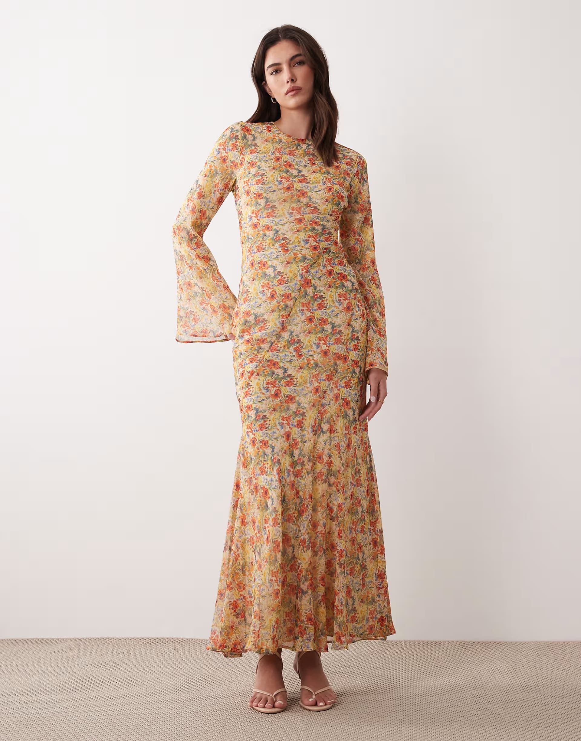 ASOS ASOS DESIGN flare sleeve maxi dress in floral print
