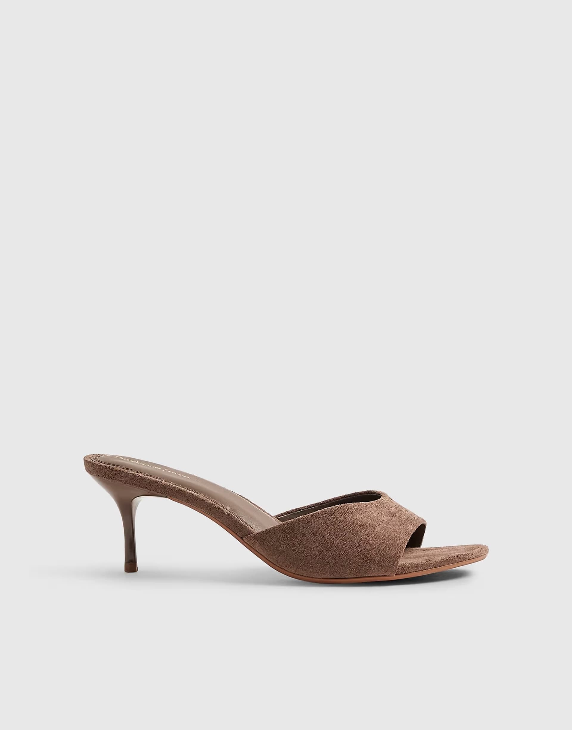 ASOS River Island Faux suede mule heeled sandals in beige