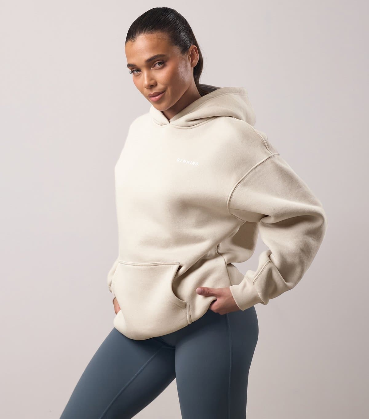 Gym King Women's Stone Challenge Relaxed Fit Hoodie Gym King New Look