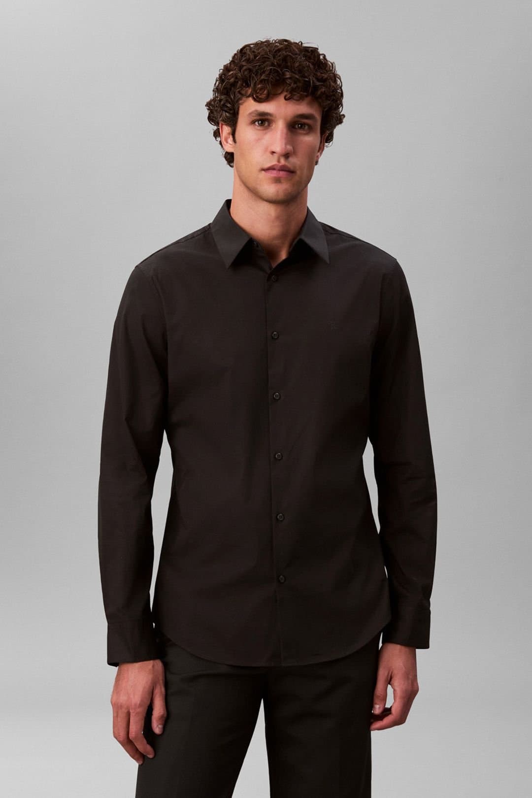 Calvin Klein Calvin Klein Men's LS Solid Stretch Slim Shirt Charcoal