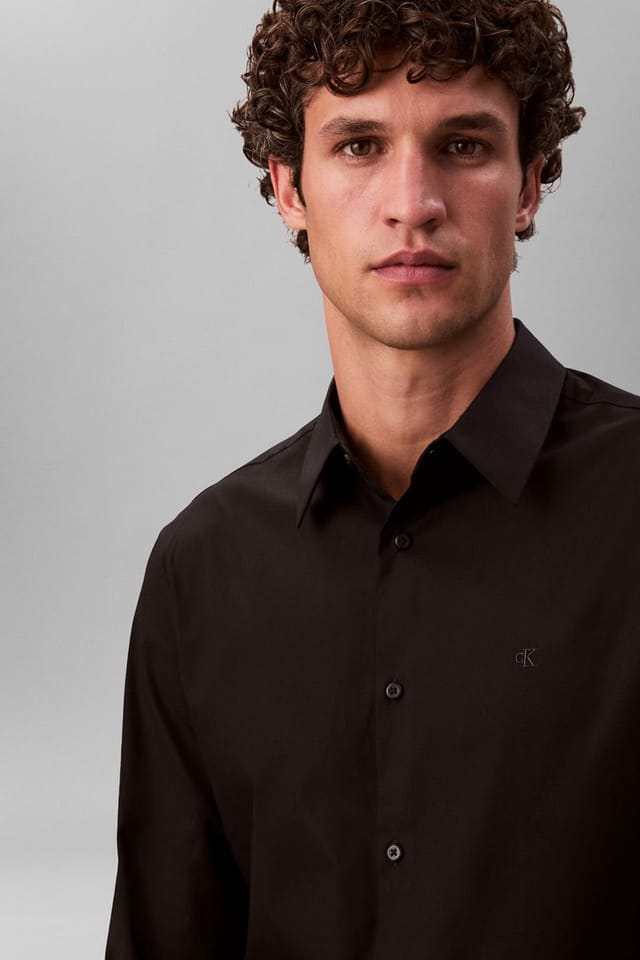 Calvin Klein Calvin Klein Men's LS Solid Stretch Slim Shirt Coal in Charcoal - 2