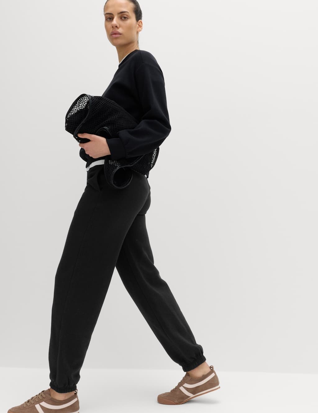 Marks & Spencer M&S Cotton Rich Cuffed Joggers Black