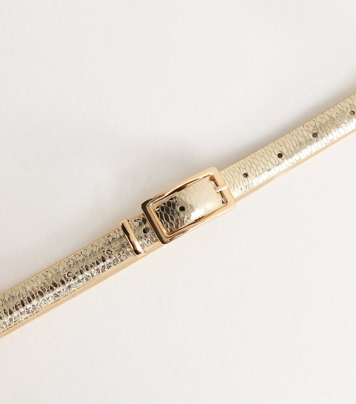 New Look Gold Tone Metallic Faux Snake Skinny Belt New Look - 3