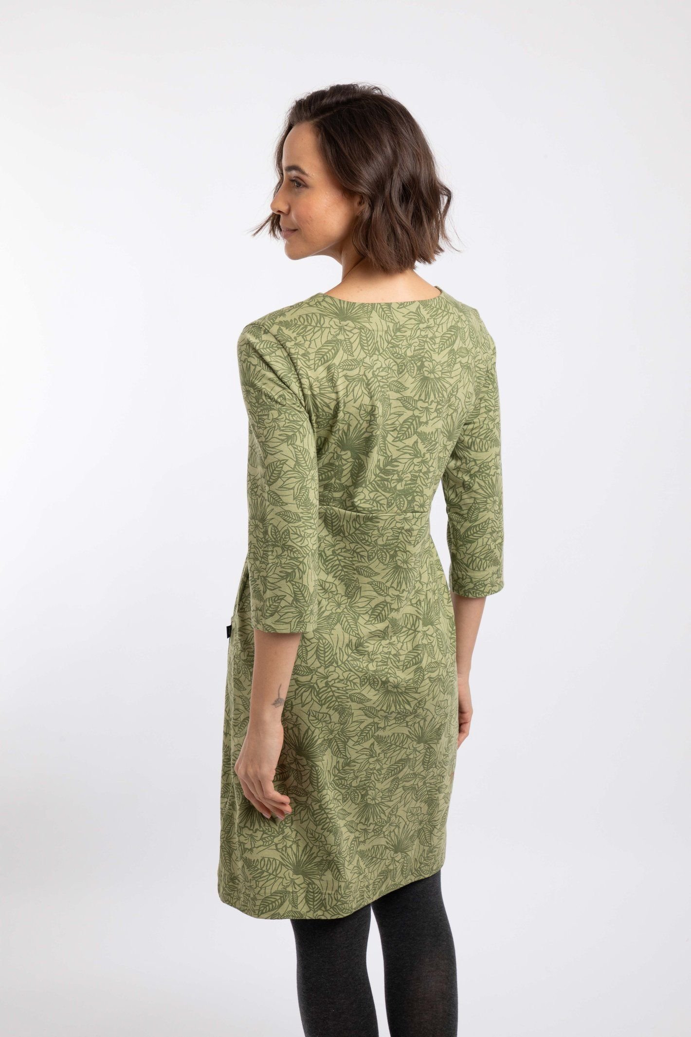 Weird Fish Weird Fish Women's Moondust Printed Jersey Dress in Pale Green - 3