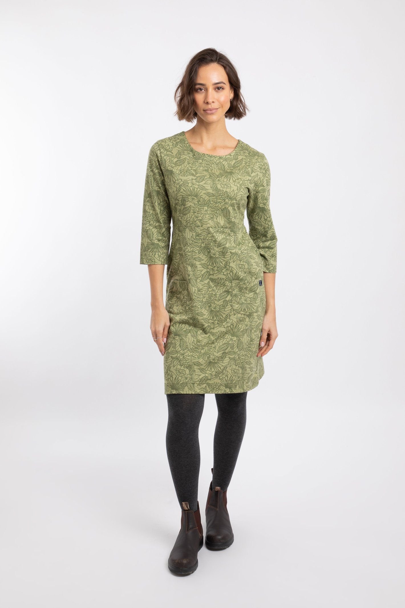 Weird Fish Weird Fish Women's Moondust Printed Jersey Dress in Pale Green - 4