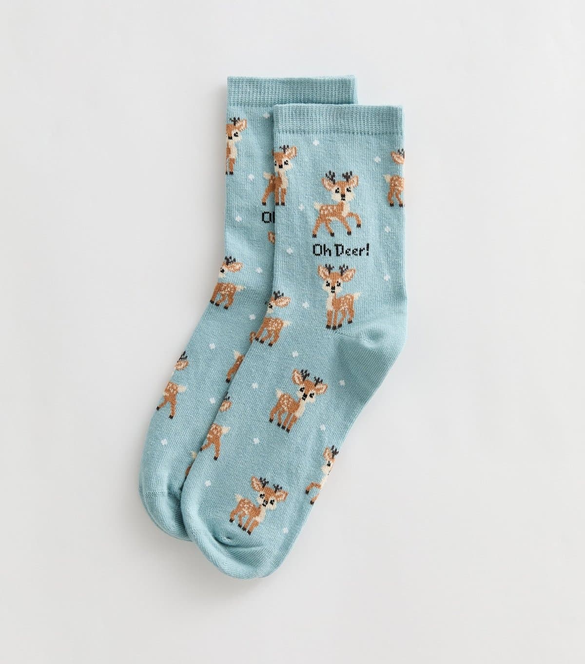 New Look Light Green Cotton Rich Oh Deer Pattered Ankle Socks New Look