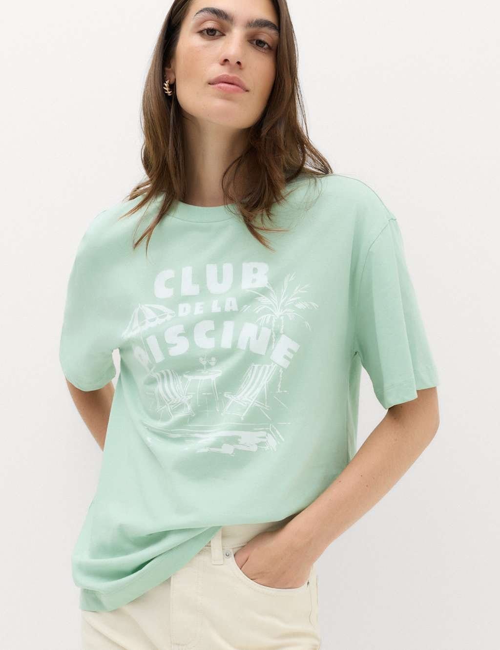 M&S Mint Graphic Oversized Cotton T-Shirt