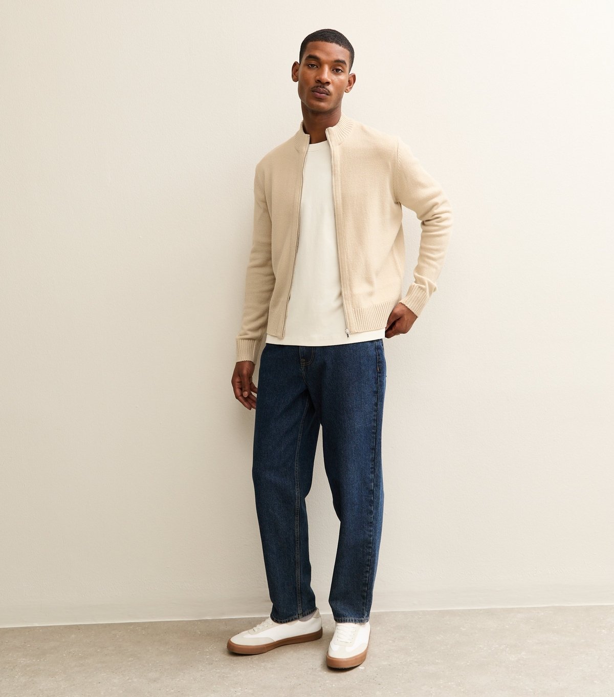 New Look Men's Stone Regular Zip Up Jumper New Look - 3