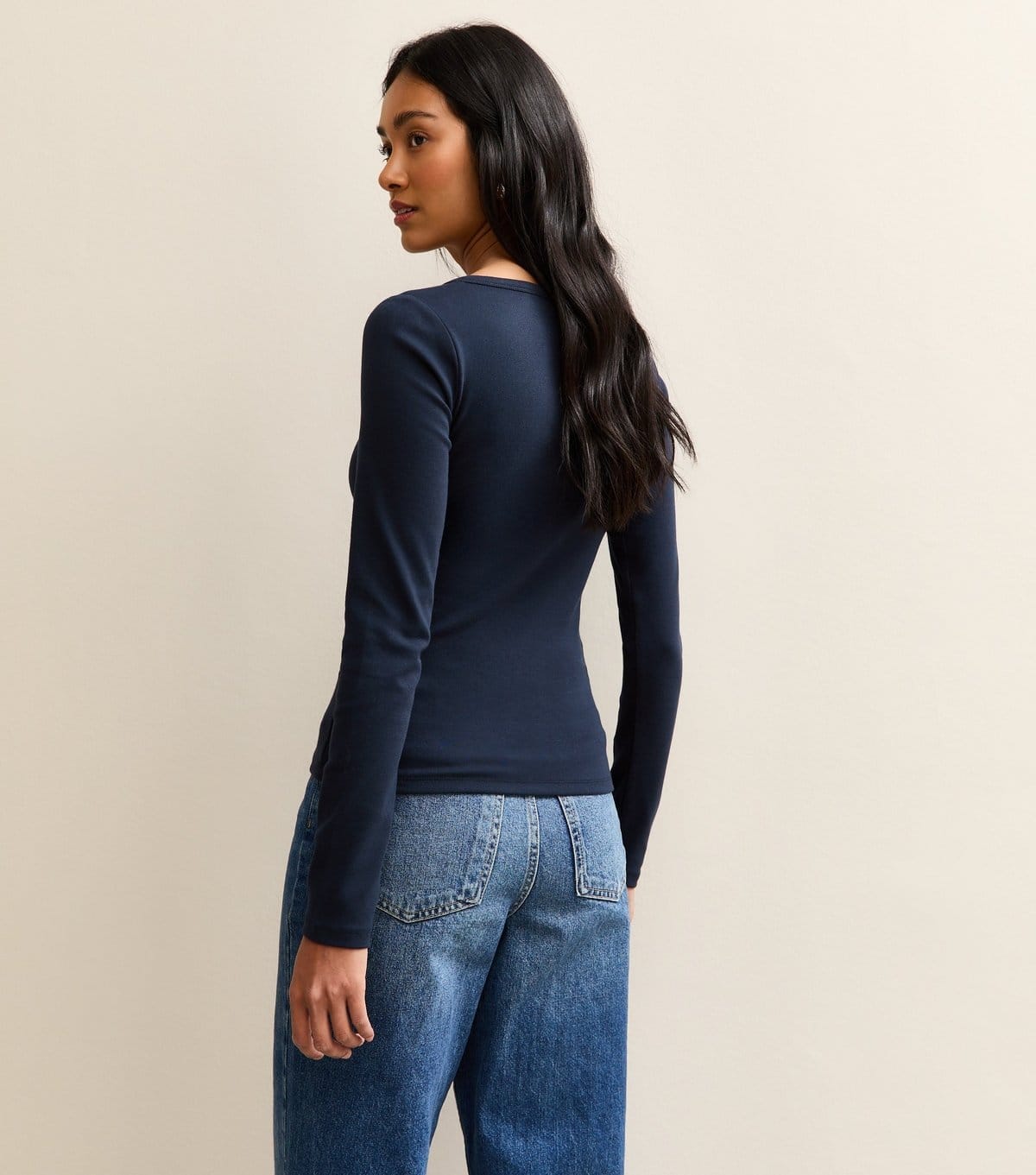 New Look Women's Navy Long Sleeve Henley Top New Look - 4