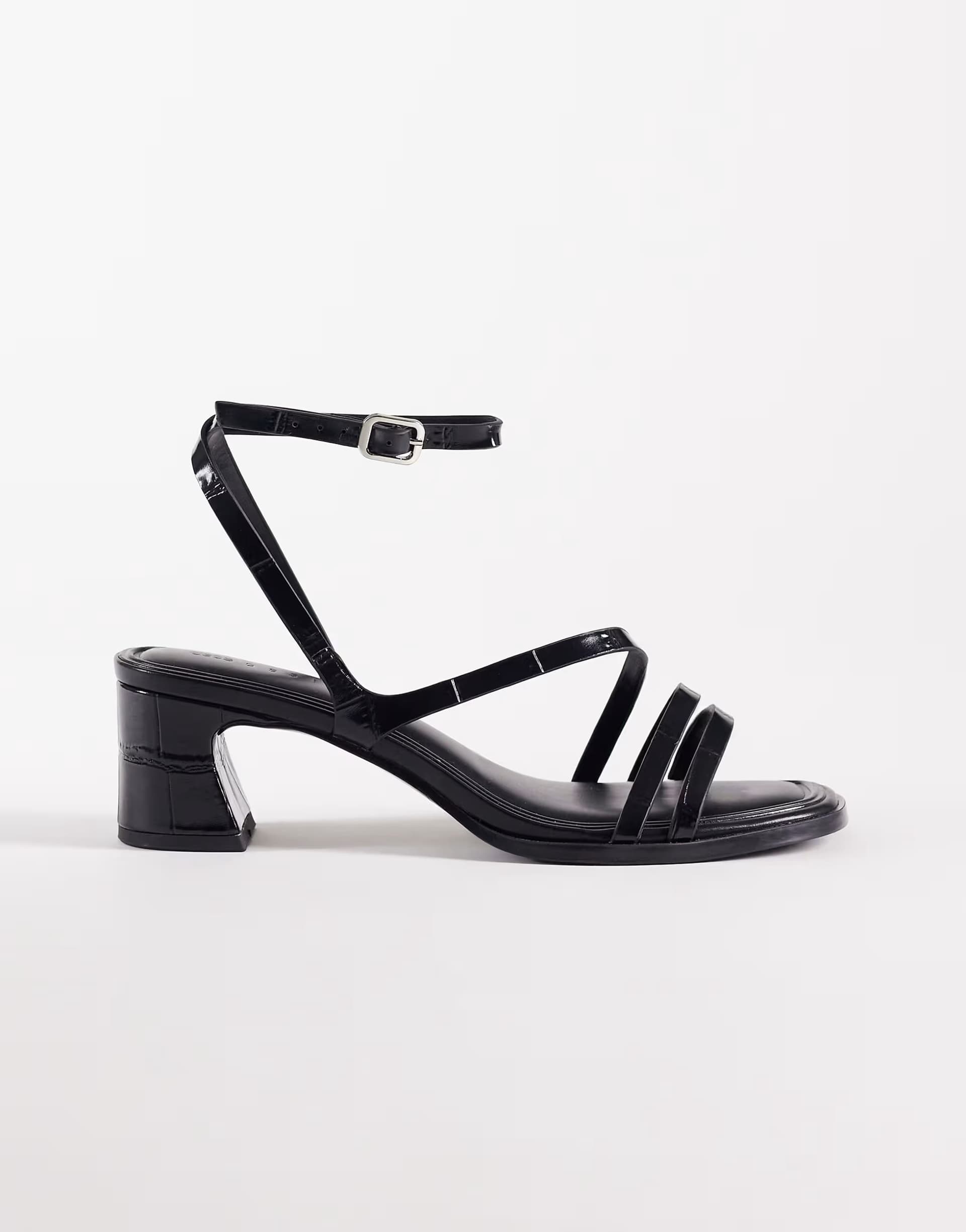 ASOS ASOS DESIGN Wide Fit Honeybee mid block heeled sandals in black