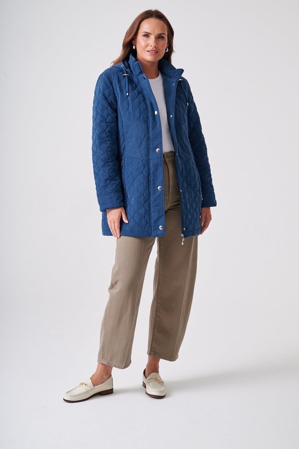 Anna Rose Anna Rose Women's Hooded Quilted Coat in Dark Blue