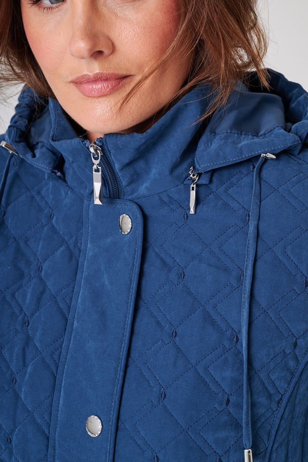 Anna Rose Anna Rose Women's Hooded Quilted Coat in Dark Blue - 4