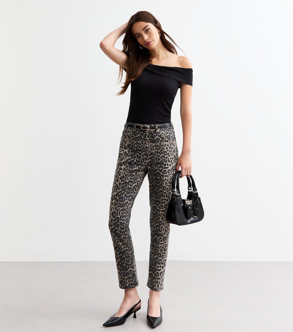 New Look New Look Leopard Print Brown Straight Leg Jeans