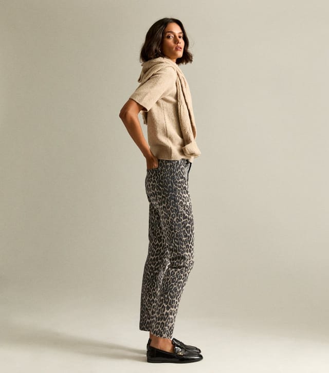 New Look Women's Brown Leopard Print Straight Leg Jeans New Look - 2