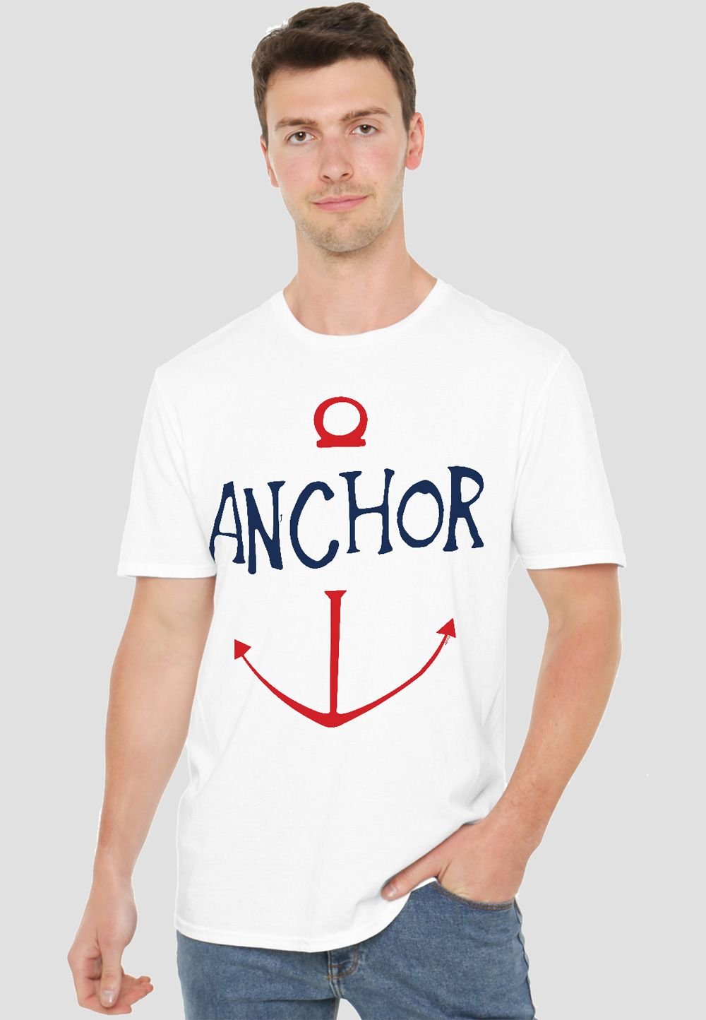 Netflix Netflix Men's One Piece Sketch Anchor Simple T-Shirt, White - 2