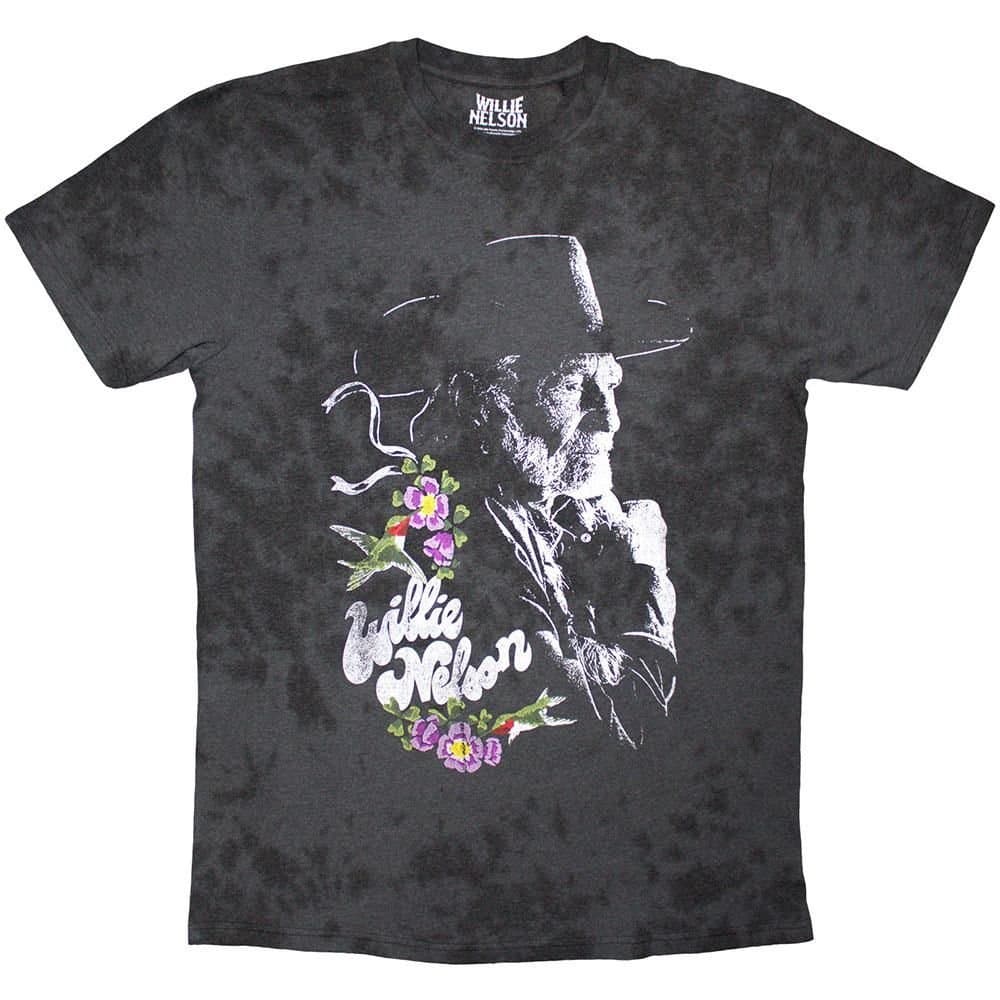 Willie Nelson Willie Nelson Men's Floral Washed T-Shirt in Black