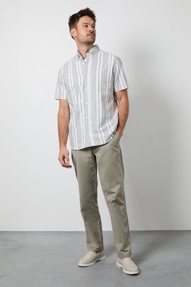 Maine Maine Men's White Striped Short Sleeve Shirt - 2