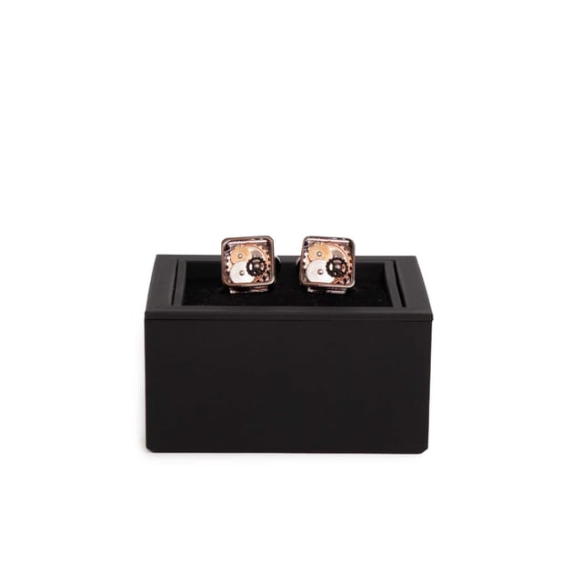 Kennett Kennett Men's Watch Movement Cufflinks - Silver, Gold & Black Gear Design - 2