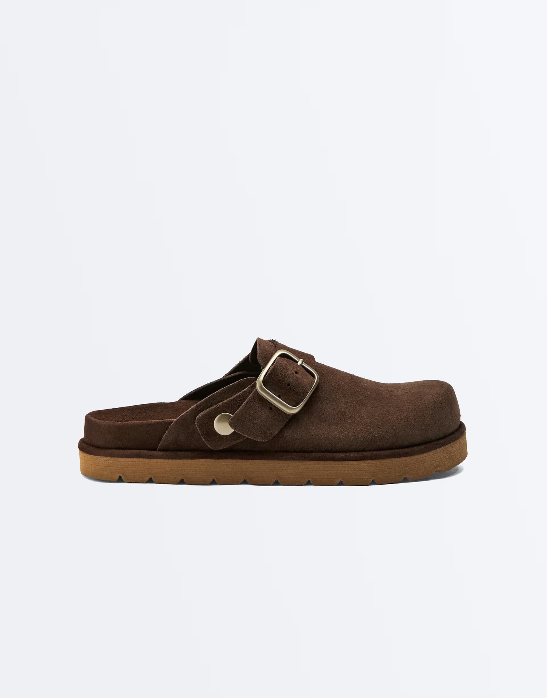 ASOS OYSHO Buckled split-leather mules in brown