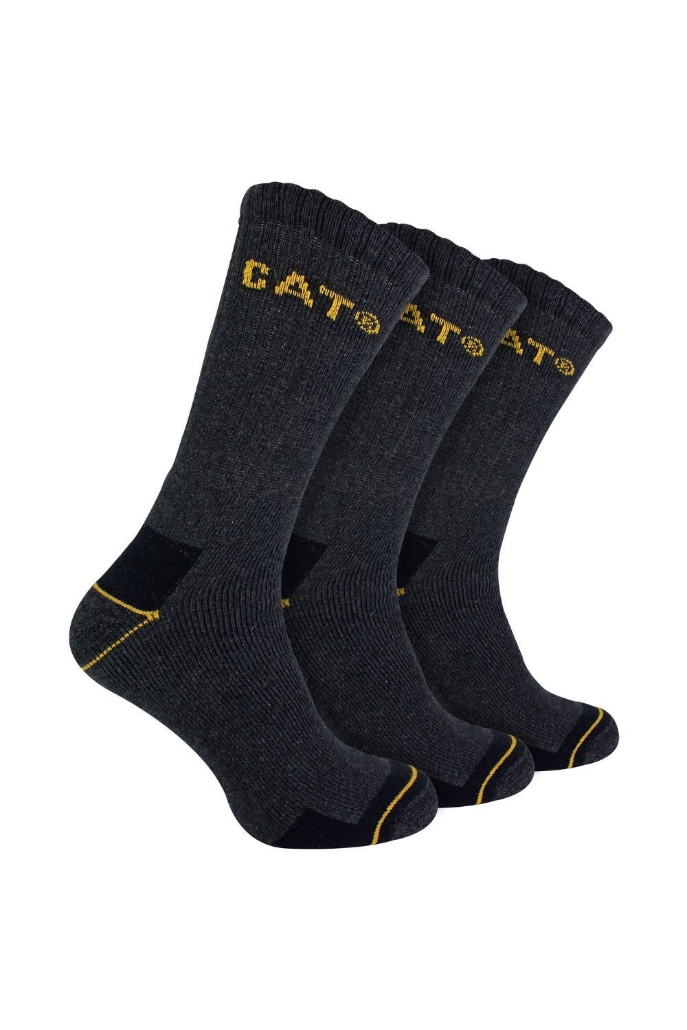 CAT CAT Men's 3 Pack Real Work Cotton Socks in Grey - 1
