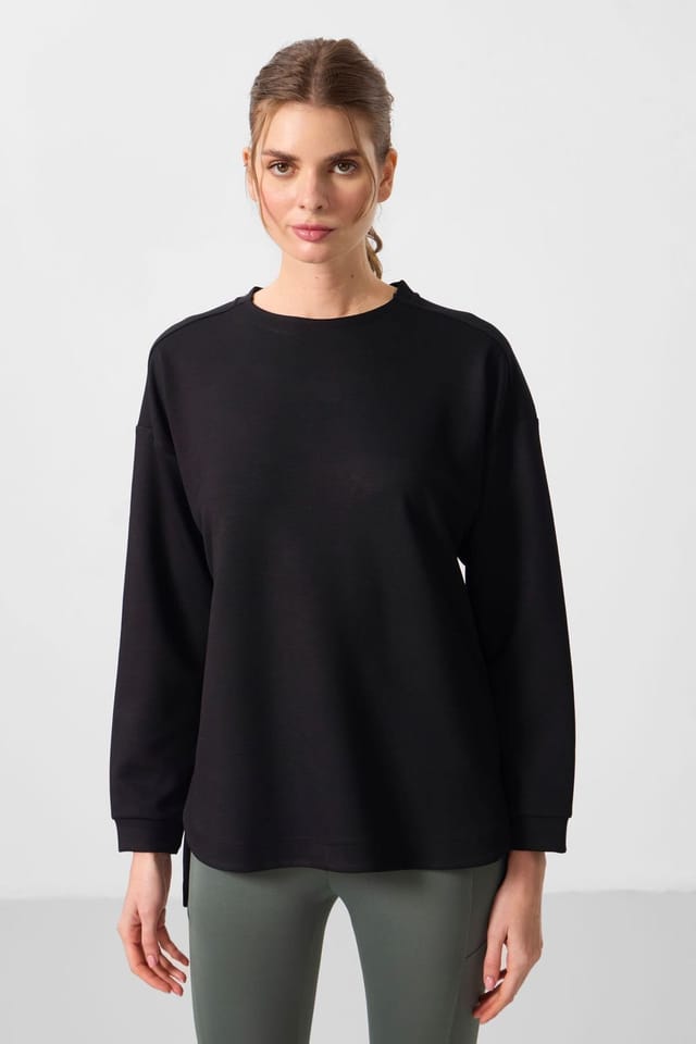 Tommy Life Tommy Life Women's Long Ribbed Tunic Top in Black - 2