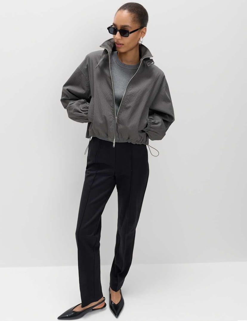 Marks & Spencer M&S Jersey Twill Straight Leg Ankle Grazer Trousers Black - 1