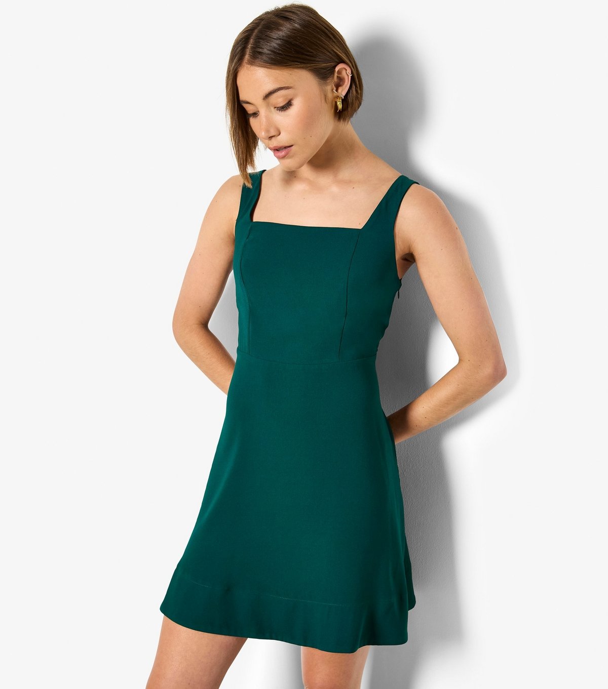 Apricot Women's Dark Green Square Neck Mini Dress Apricot New Look - 1