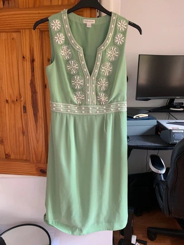 Monsoon Mint Embellished Sleeveless Cocktail Dress