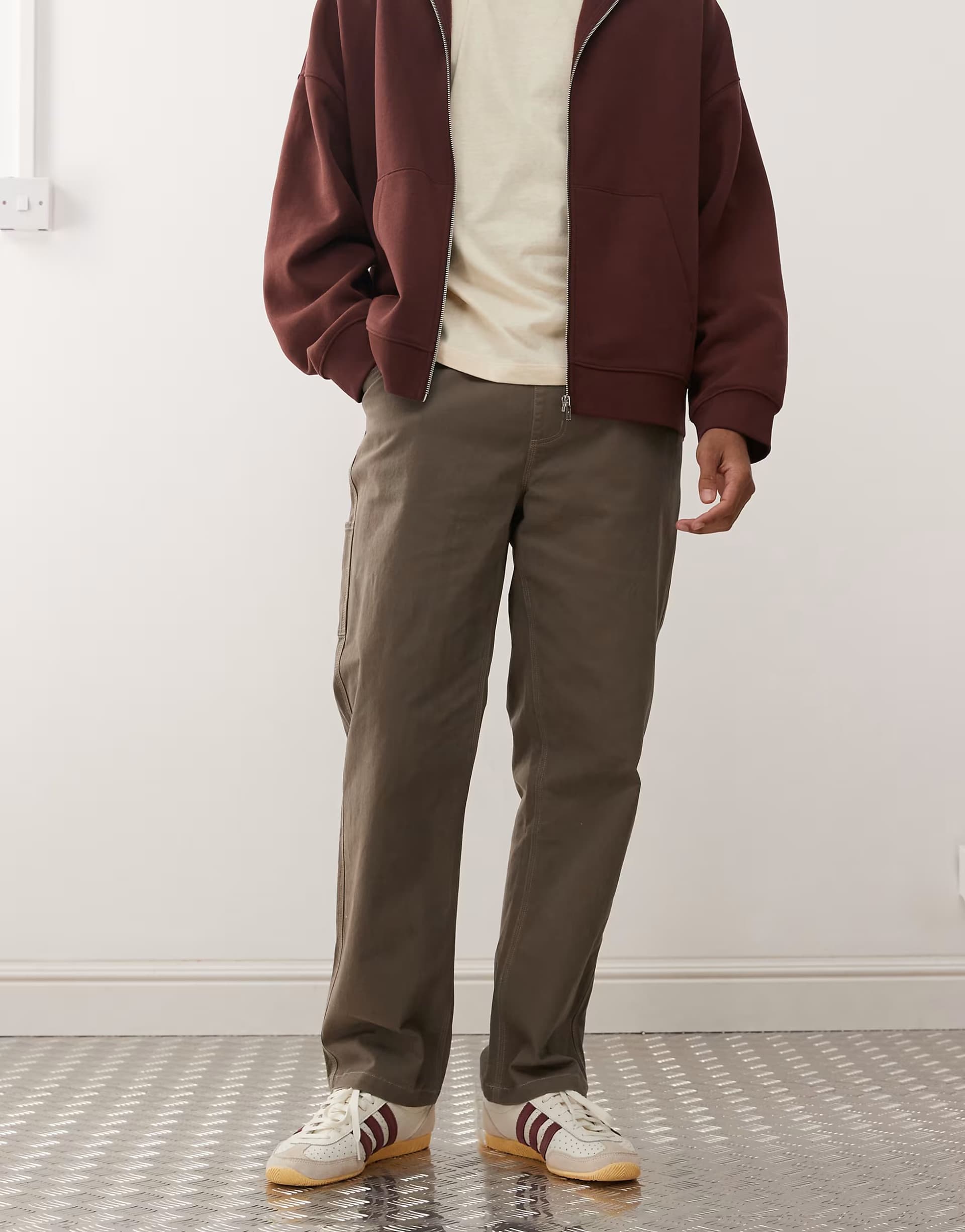 ASOS RVCA Americana carpenter pants in mushroom