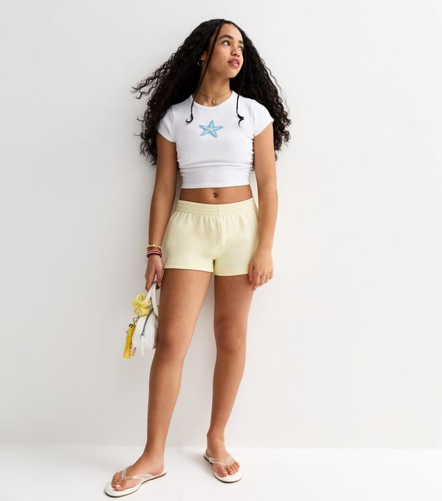 New Look Girls' White Beaded Starfish Ruched Side T-Shirt New Look - 3