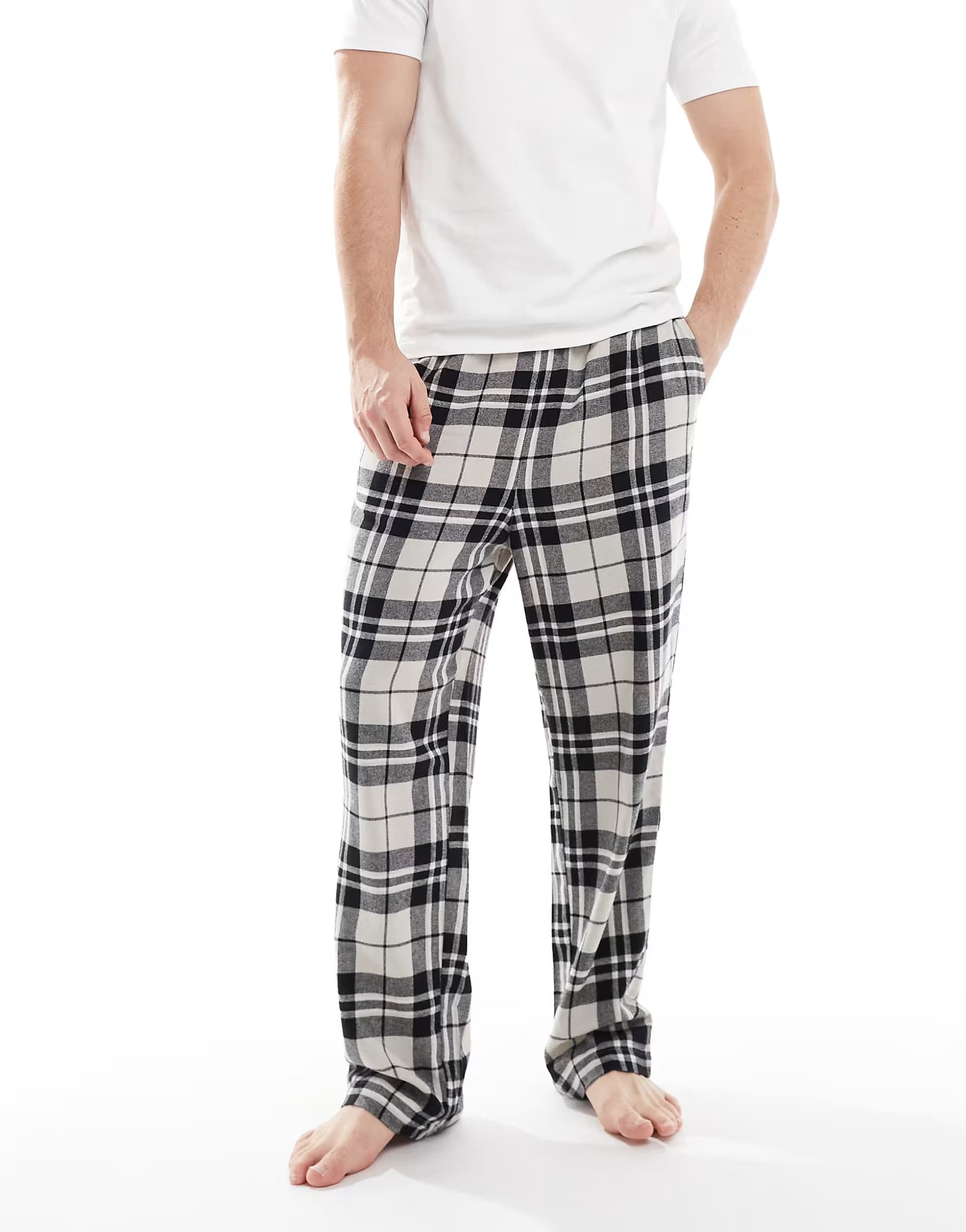 ASOS Jack & Jones checked lounge pants in black and white