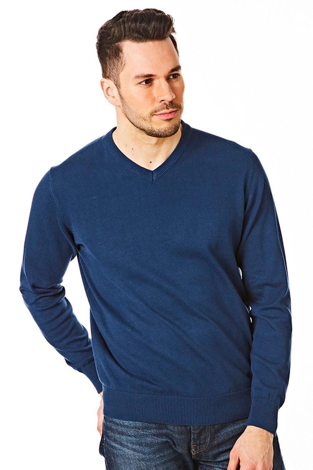 CastlePoint CastlePoint Men's V Neck Knitted Jumper in Blue - 1