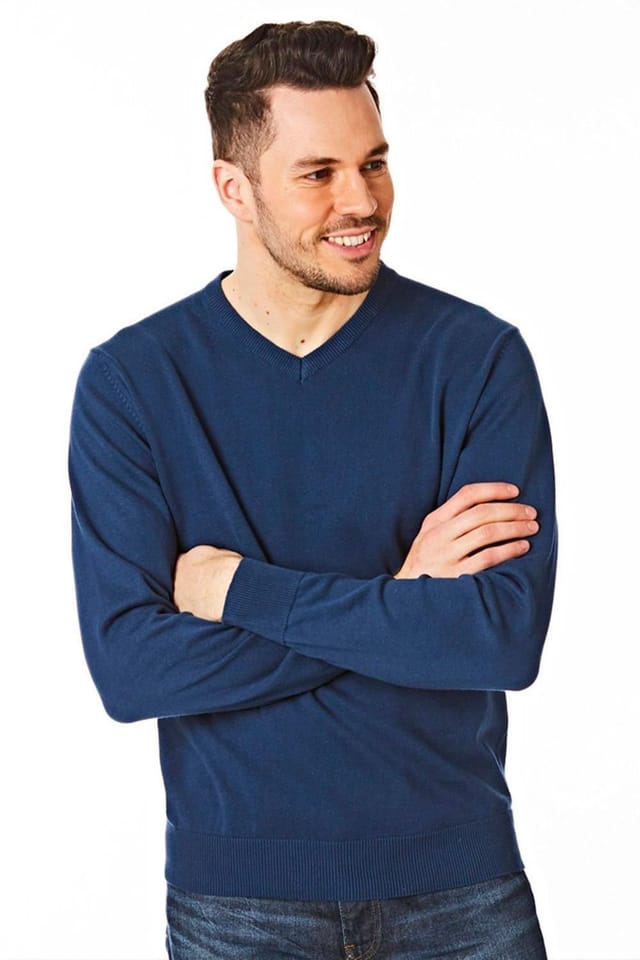 CastlePoint CastlePoint Men's V Neck Knitted Jumper in Blue - 2