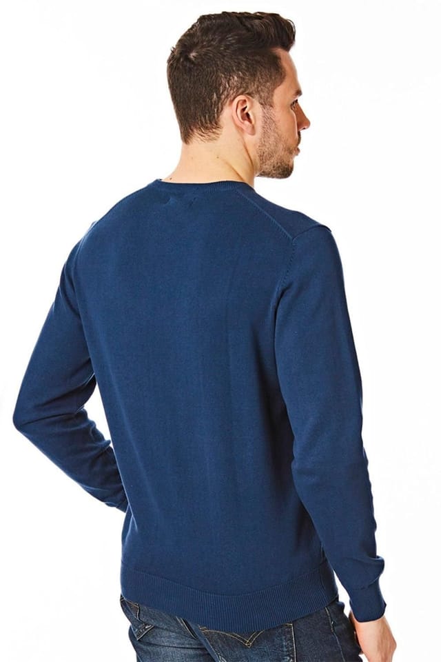 CastlePoint CastlePoint Men's V Neck Knitted Jumper in Blue - 3
