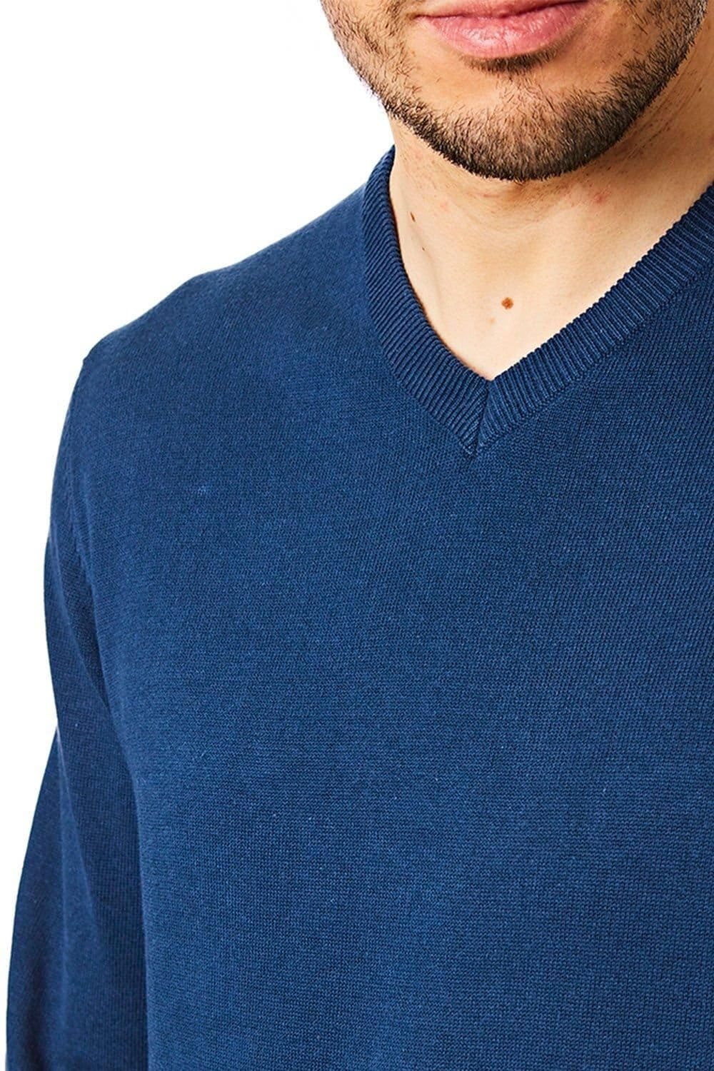 CastlePoint CastlePoint Men's V Neck Knitted Jumper in Blue - 4