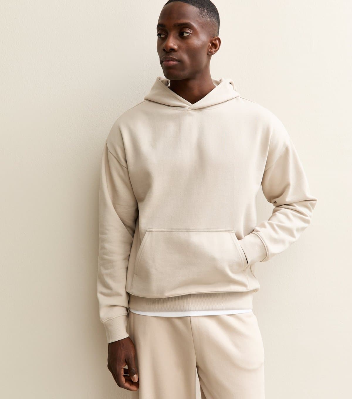 New Look Men's Stone Oversized Hoodie New Look