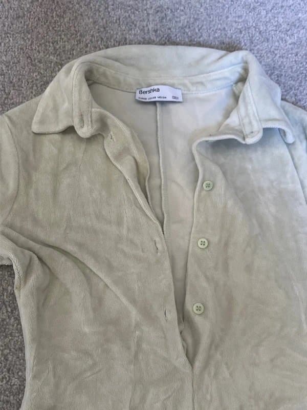 Bershka Bershka mint green velvet playsuit size XS