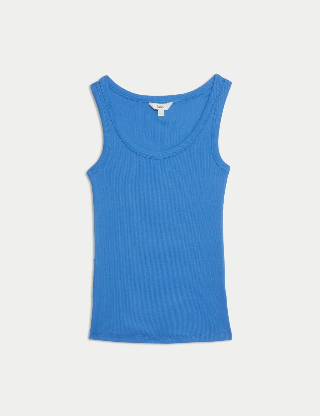 Marks & Spencer M&S Cotton Rich Ribbed Slim Fit Vest Top Blue - 1