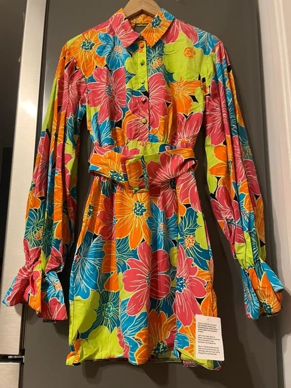 ASOS ASOS luxe funky vintage look floral belted backless shirt dress with