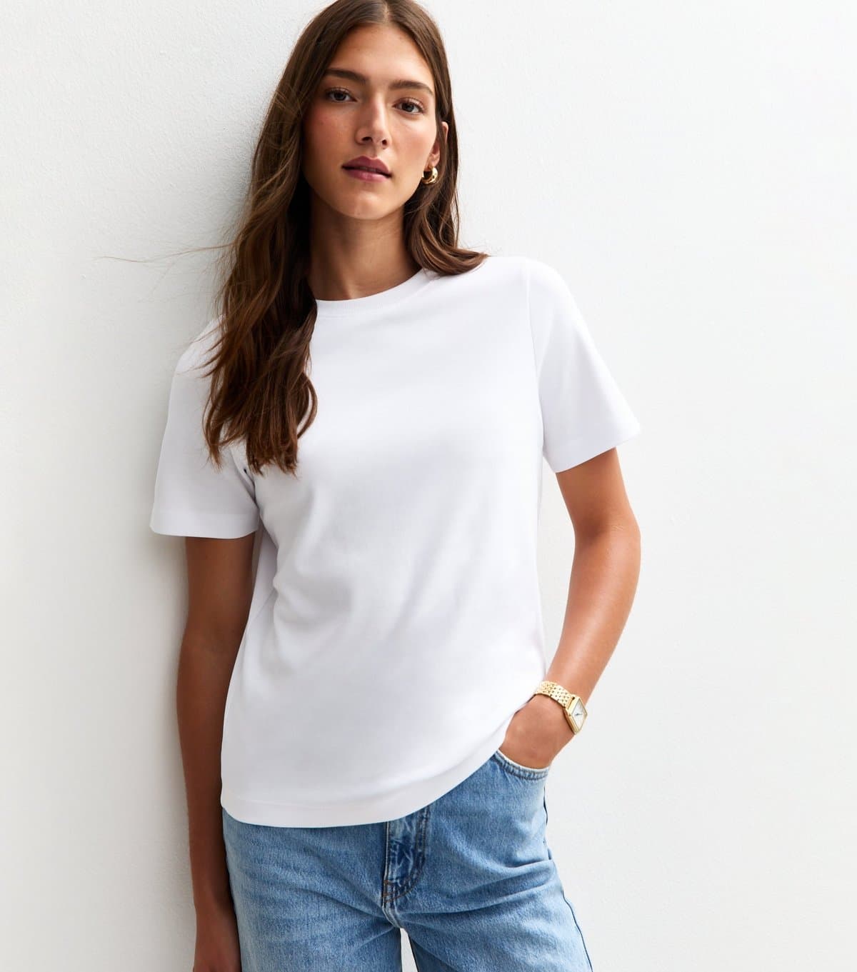 New Look Women's Premium White Heavyweight Cotton Relaxed T-Shirt New Look