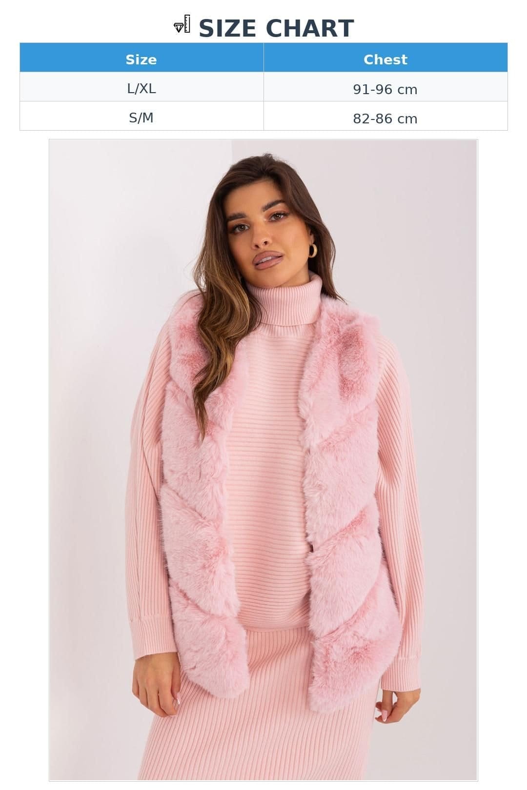 Love Lace Love Lace Women's Faux Fur Sleeveless Vest with Pockets in Pink - 4