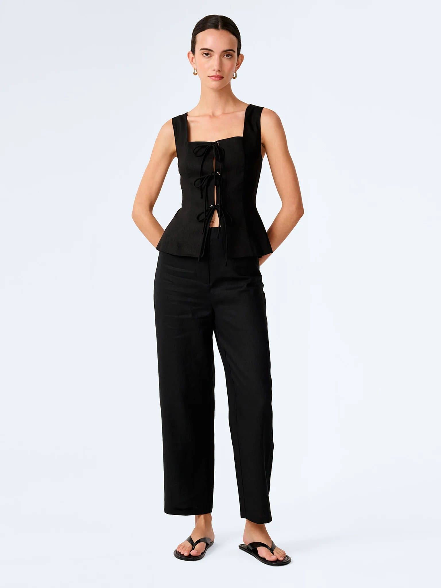 OMNES OMNES Black Linen Anderson Trouser