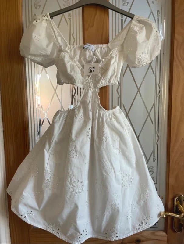 Bershka Ladies Small - White Cut Out Dress