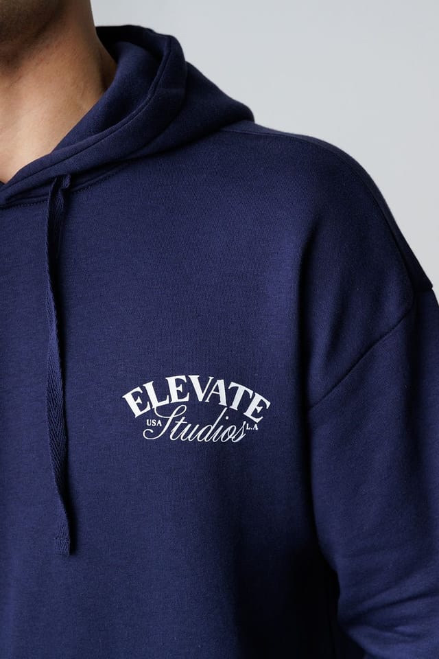 Influence Influence Men's Cotton Blend Graphic Hoody in Navy - 3
