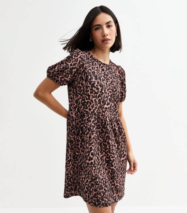 New Look Women's Brown Leopard Print Bow Back Mini Dress New Look - 2