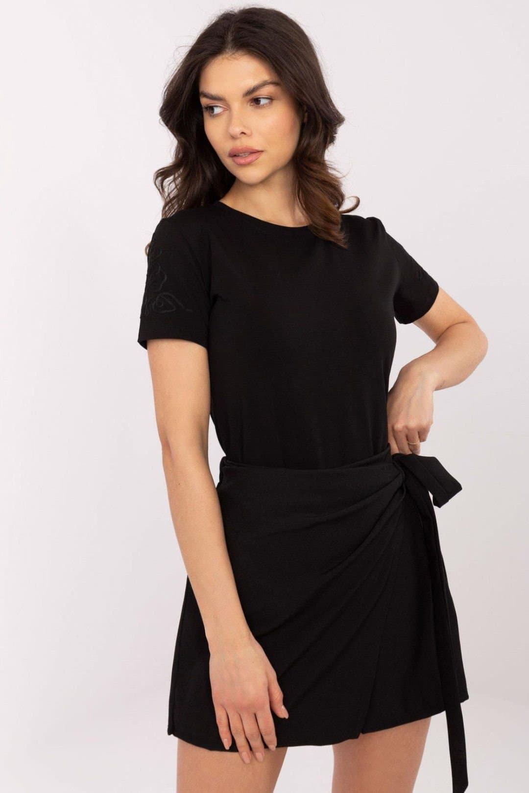 Love Lace Love Lace Women's Everyday Cotton Elastane T-Shirt with Embroidery in Black