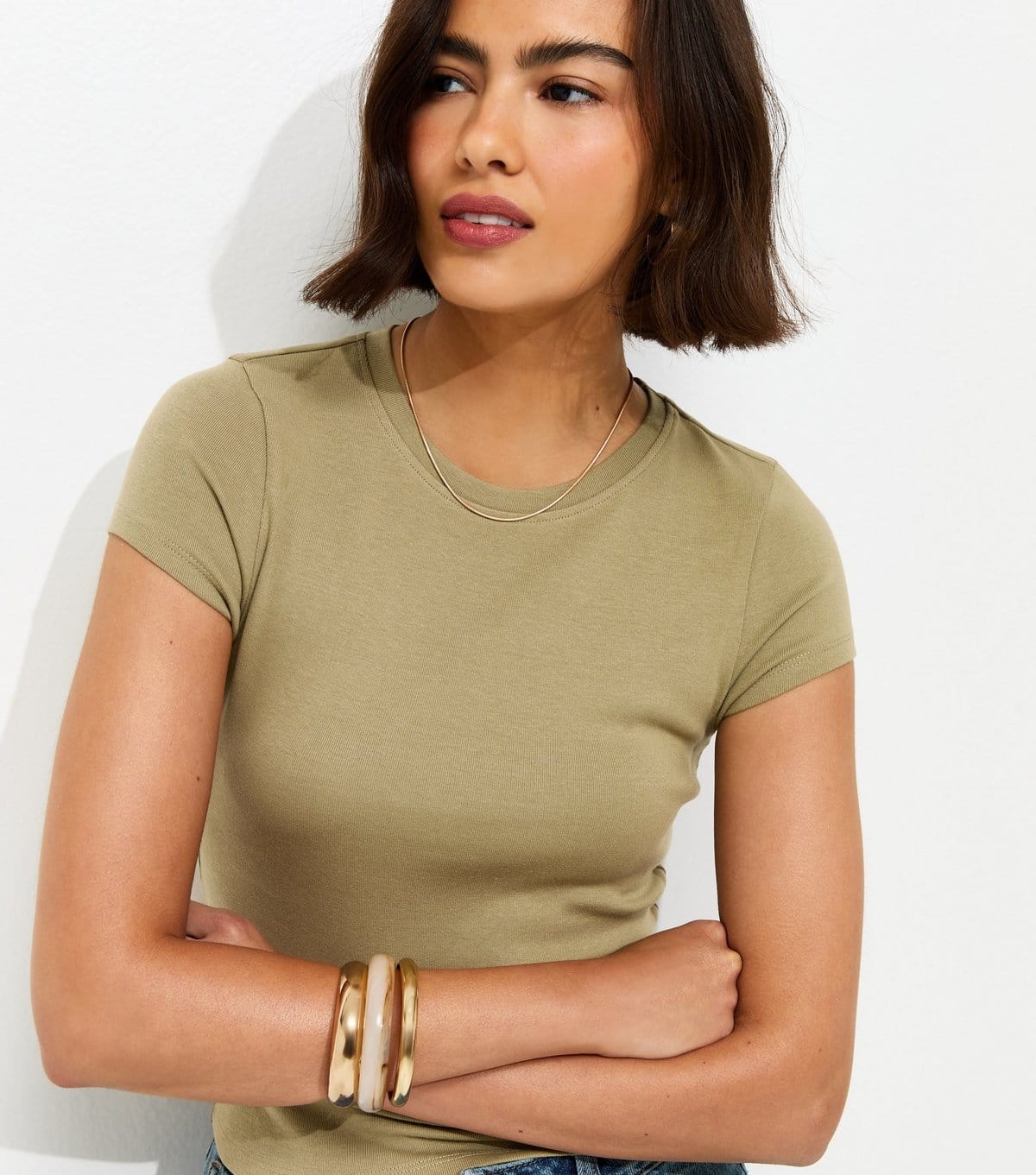 New Look Olive Baby Tee for Women